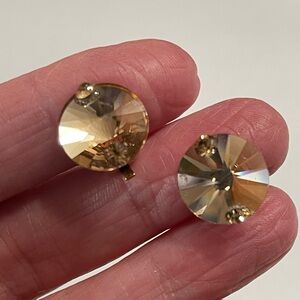 Branver Champaign Pyramidal Swarovski Crystal Clip-On Earrings